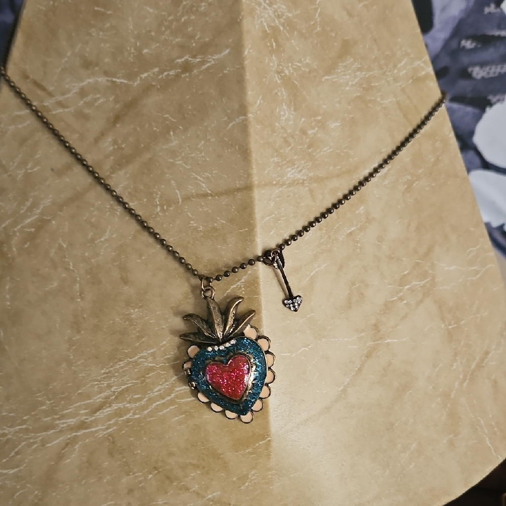 Red and Blue Heart Pendant Necklace